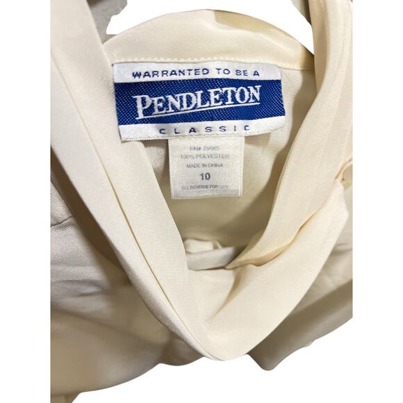 Vintage Pendelton Cream Mock Neck Button Blouse Size 10 - Picture 5 of 11